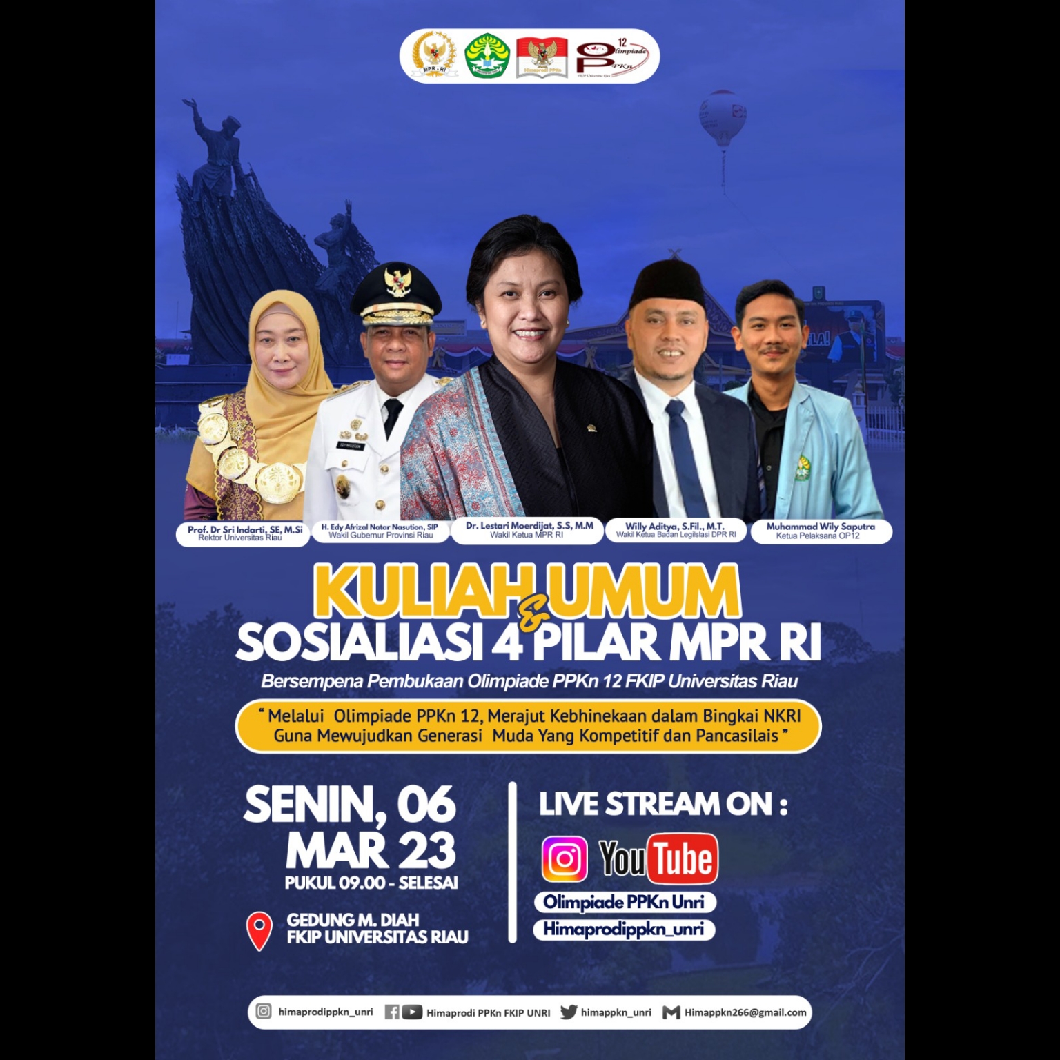 6 Maret, Olimpiade PPKn Universitas Riau Tingkat Nasional Kembali Digelar