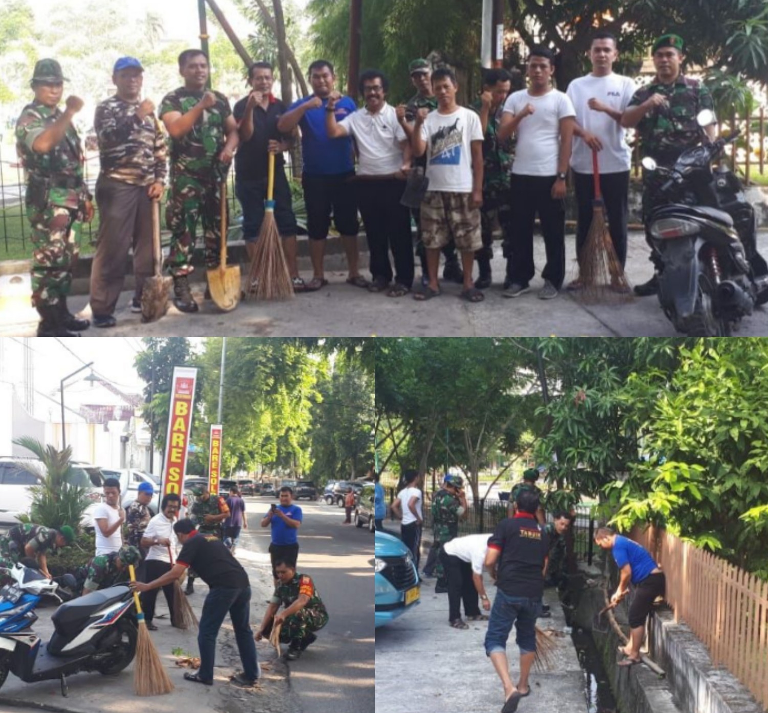 Peduli Kebersihan, Babinsa Kodim 0301 Pekanbaru Ajak Warga Bersihkan Selokan Tersumbat Sampah