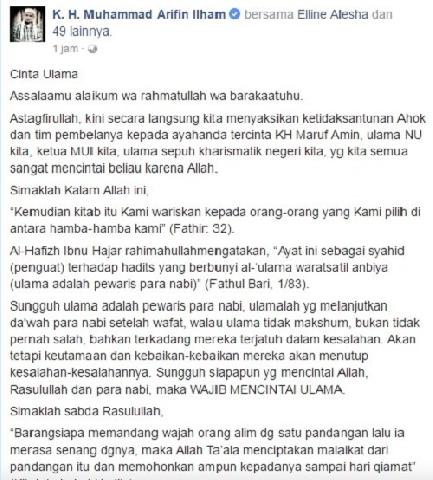 Ustadz Arifin Ilham kecam 'penista' Ma'ruf Amin