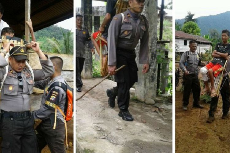 Gendong Warga Sakit dari Desa Terpencil, Kapolsek Bunta Merasa Bersyukur