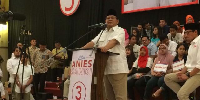 Prabowo: Yang sumbang sembako terima kasih, jangan berhenti