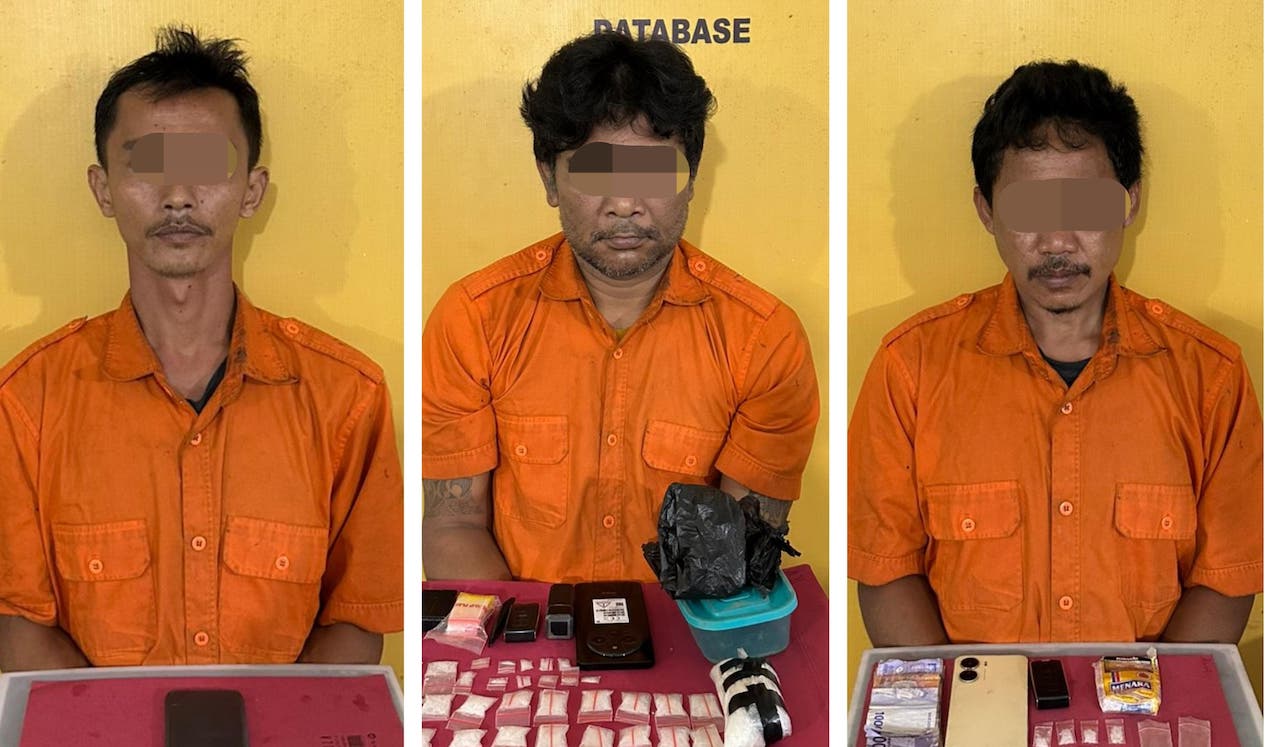 Modus 'Pancing Sabu' Terbongkar di Inhu, Polisi Sita Hampir 200 Gram dan Ringkus 3 Pelaku