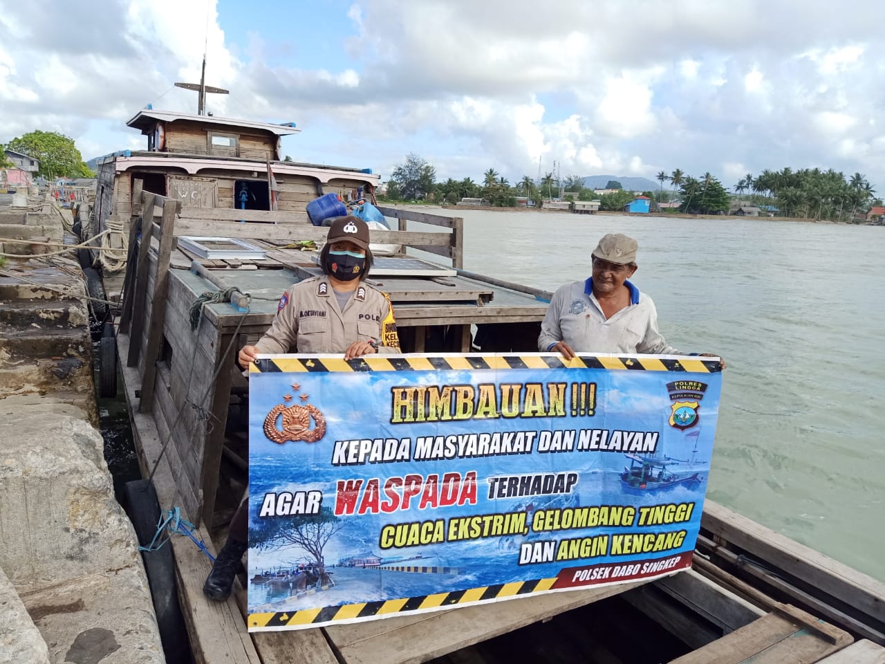 Cuaca Extrim, Polsek Dabo Singkep Imbau Nelayan Waspada Berlayar