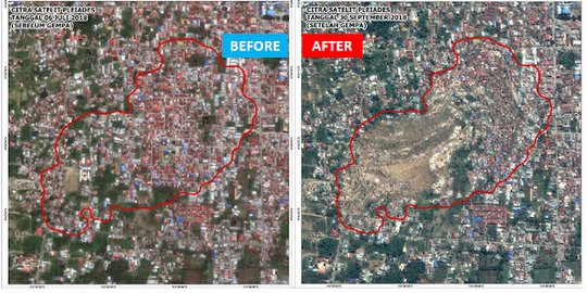 Penampakan Kondisi Kota Palu dan Sekitarnya Sebelum dan Sesudah Gempa