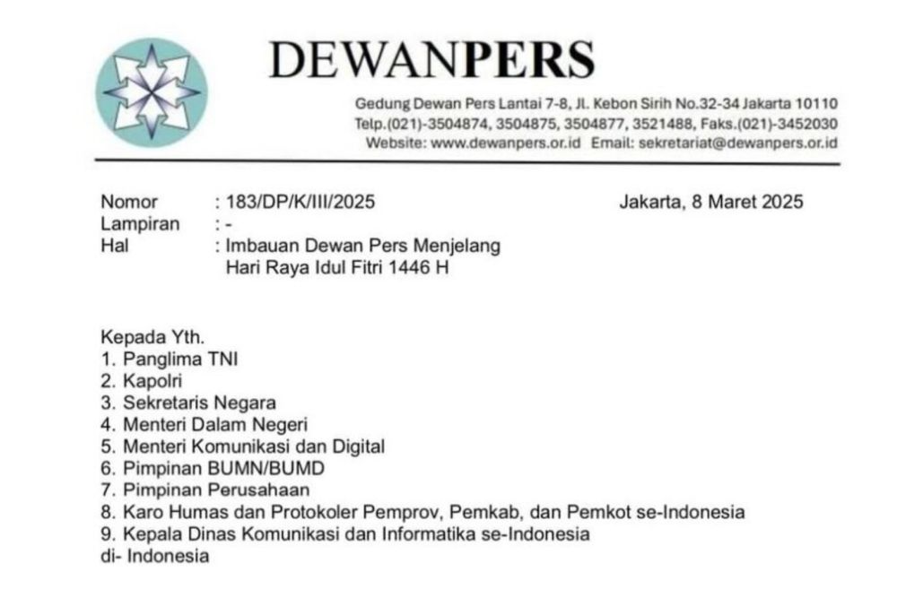 Dewan Pers Larang Permintaan THR atas Nama Wartawan