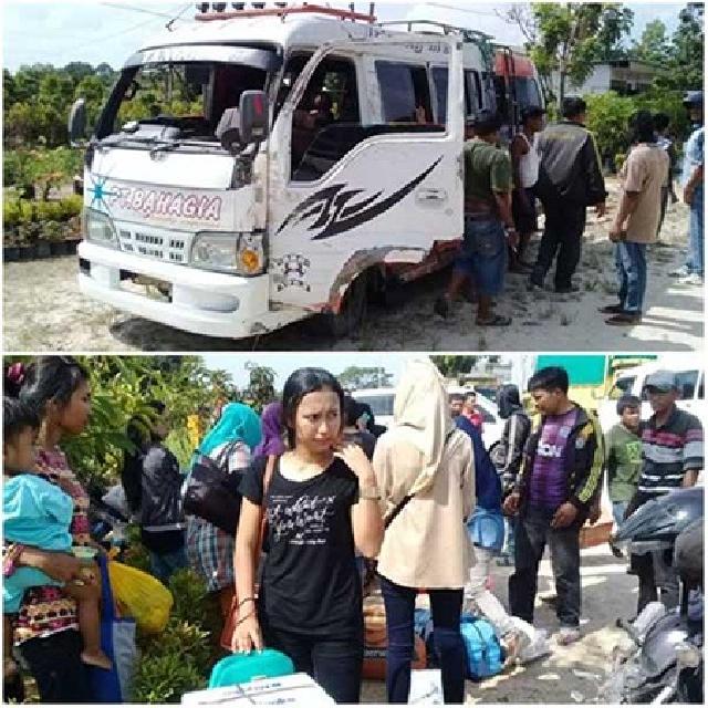 Bus Rute Pekanbaru-Payakumbuh Terbalik di Rimbopanjang Km 17,5
