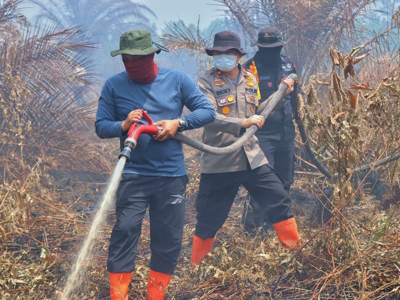 37 Hektar Lahan Terbakar di Rohil Riau, AKBP Isa: Pantang Pulang Sebelum Padam