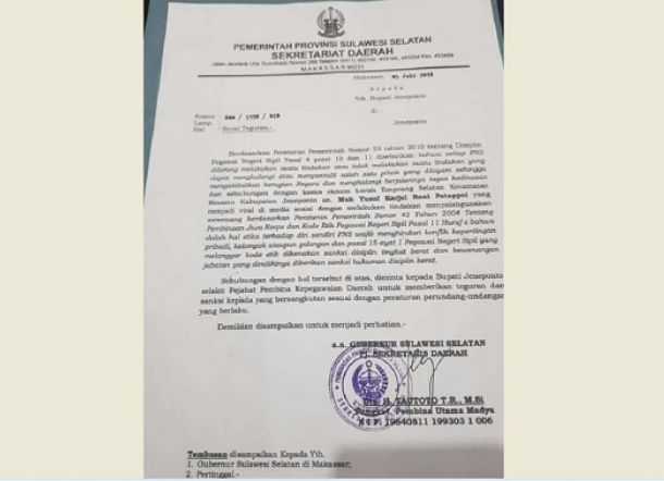 Videonya Viral, Sanksi Berat Menanti Lurah di Jeneponto