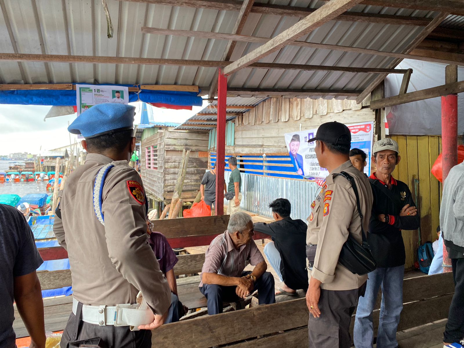 Kapolsek Kateman Imbauan Pemilu Damai dan Keselamatan di Pelabuhan Sungai Guntung