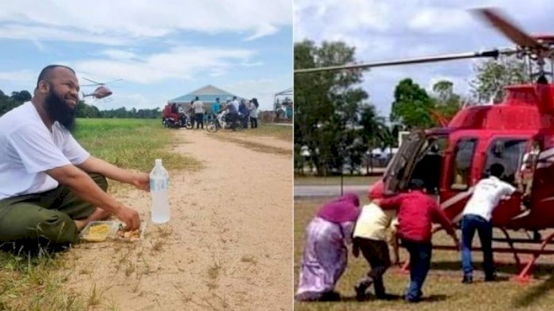 Padahal Dulunya Pemulung, Pengusaha Sukses Ini Sudah Ajak Ratusan Warga Kampung Jalan-jalan Naik Helikopter
