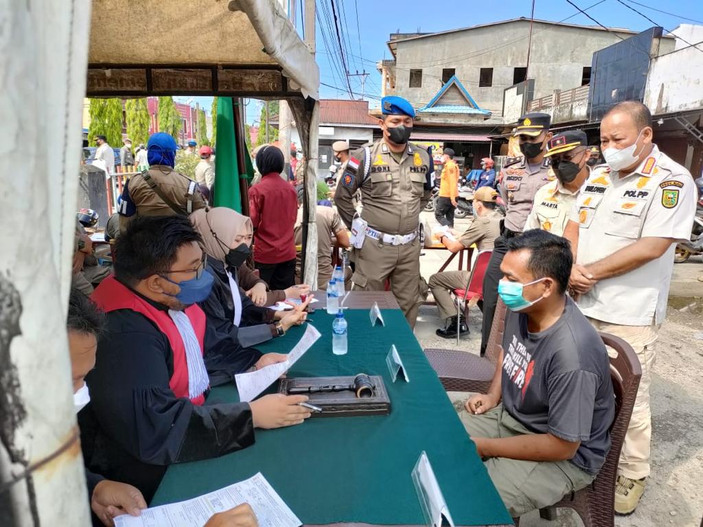 Satpol PP Riau Lakukan Pendampingan Penegakan Perda Prokes di Inhil