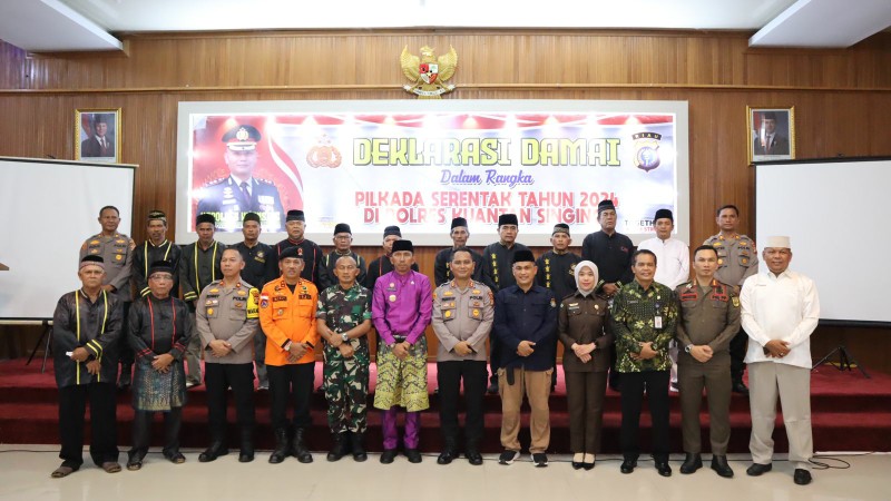 Polres Kuansing Gelar Deklarasi Damai Pilkada Serentak 2024: Komitmen Bersama Wujudkan Pemilihan Aman dan Kondusif