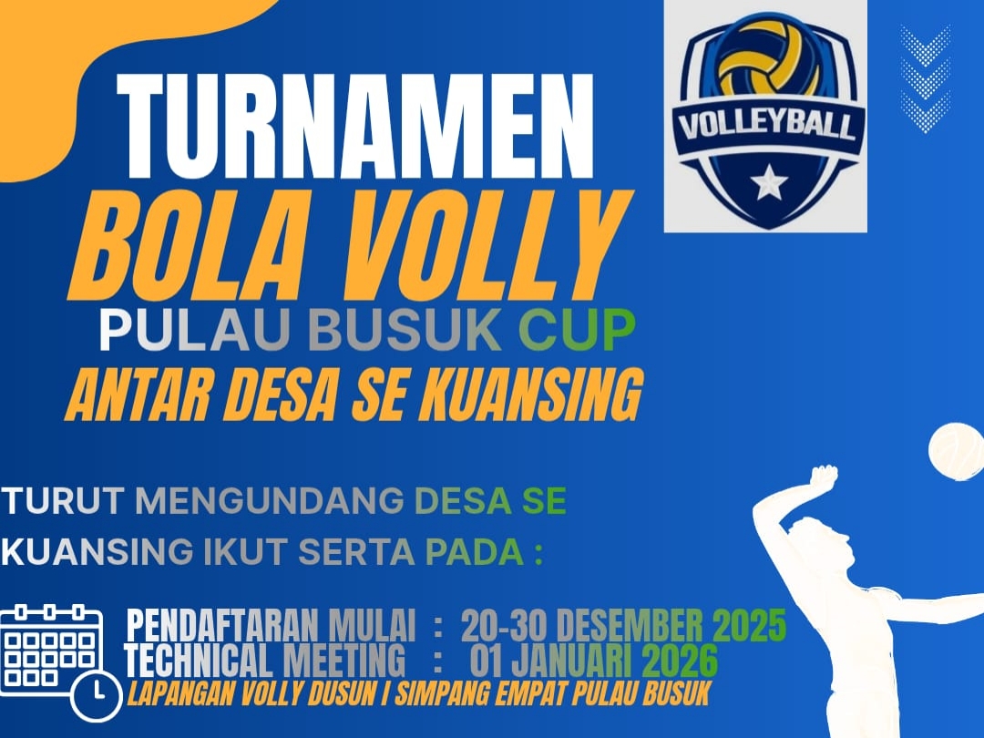 Turnamen Voli Desa Pulau Busuk Cup akan Digelar 2 Januari 2026
