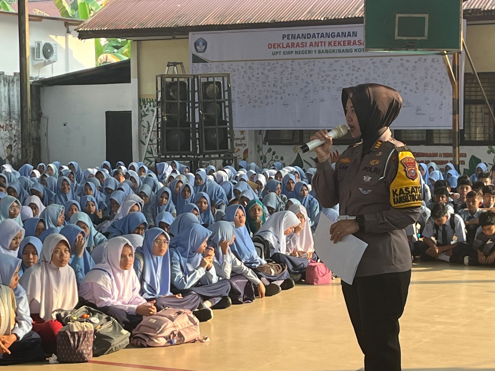 Sambangi SMPN 1 Bangkinang Kota, Kasat Lantas Polres Kampar Edukasi Keselamatan Berlalu Lintas