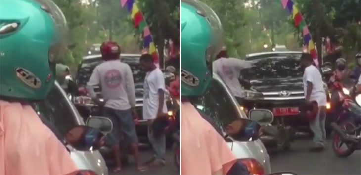 Mobilnya Bersenggolan Dengan Motor, Wanita ini Ditinju Ditengah Jalan Sampai Meraung Kesakitan