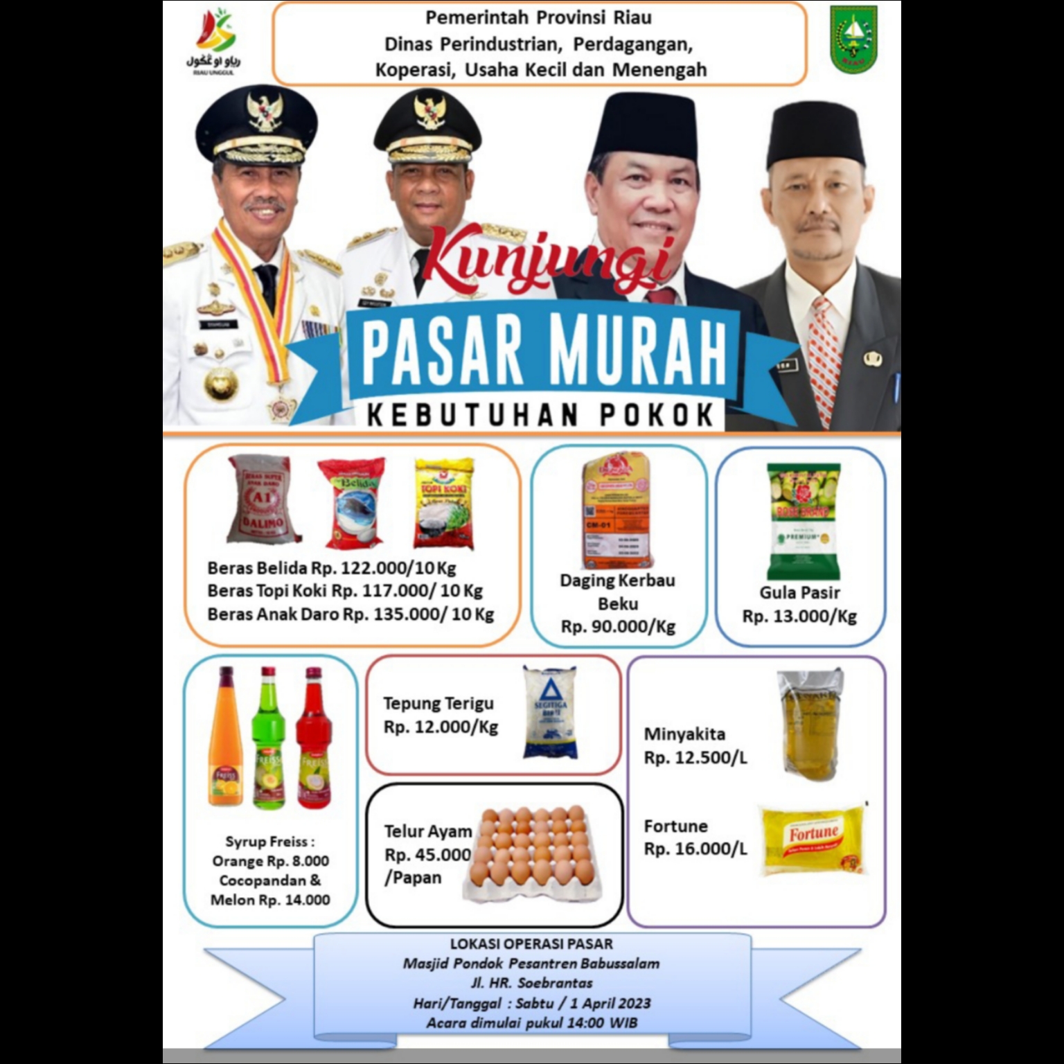 Besok, Pemprov Riau Gelar Pasar Murah di Halaman Masjid Babussalam