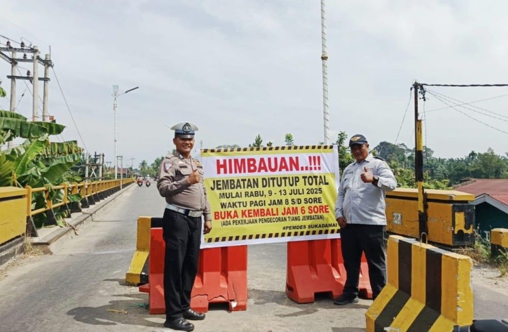 Jembatan Sungai Rokan Tutup Total, Semua Jenis Kendaraan Wajib Lewat Jalur Lain