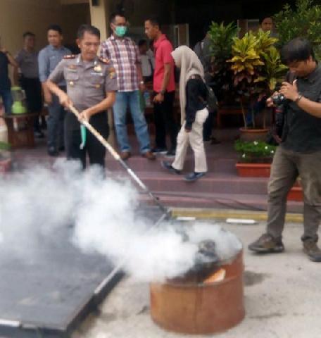 22 Kg Ganja Dimusnahkan Polresta Pekanbaru