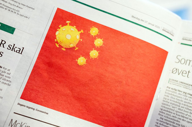 China Murka Gambar Bintang di Benderanya Diubah Jadi Virus Corona