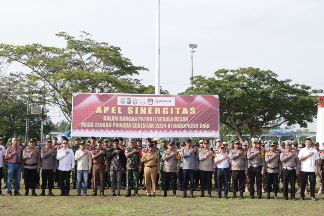 Jaga Kondusifitas di Masa Tenang Pilkada, Polres Siak Bersama Kodim dan Unsur Terkait Gelar Patroli Skala Besar