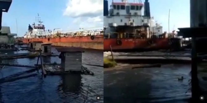 Kapal Tanker Tabrak Jamban WC, Warga Sedang BAB Lari Terbirit-birit
