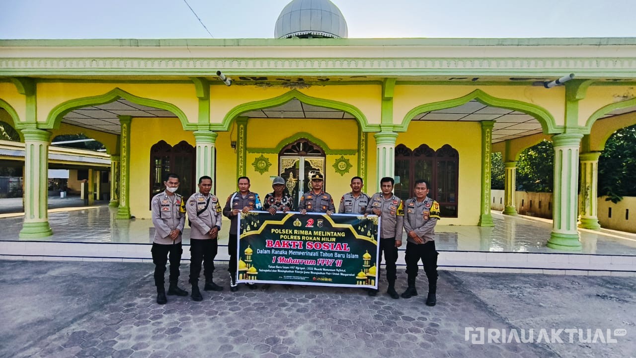 Sambut 1 Muharam 1447 H, Polsek Rimba Melintang Gelar Bakti Sosial di Masjid Al Amin Rohil