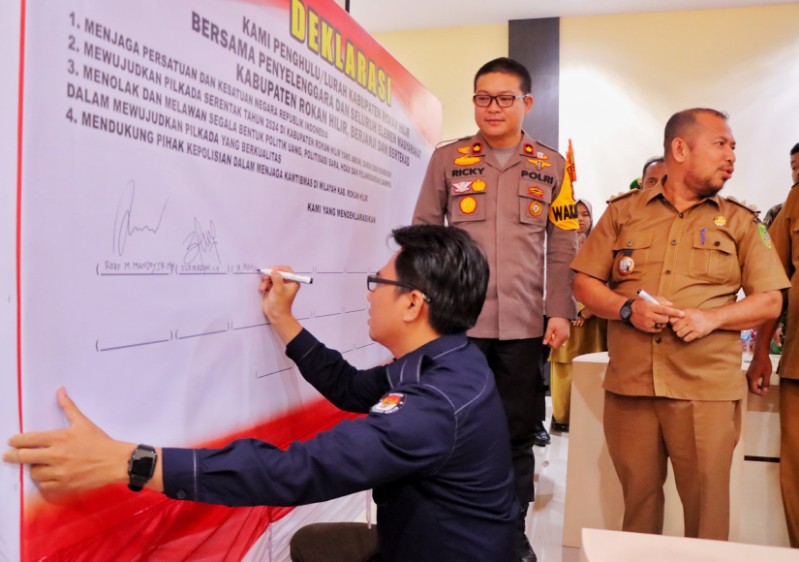 Polres Rokan Hilir Perkuat Sinergitas Tiga Pilar untuk Sukseskan Pilkada Damai 2024