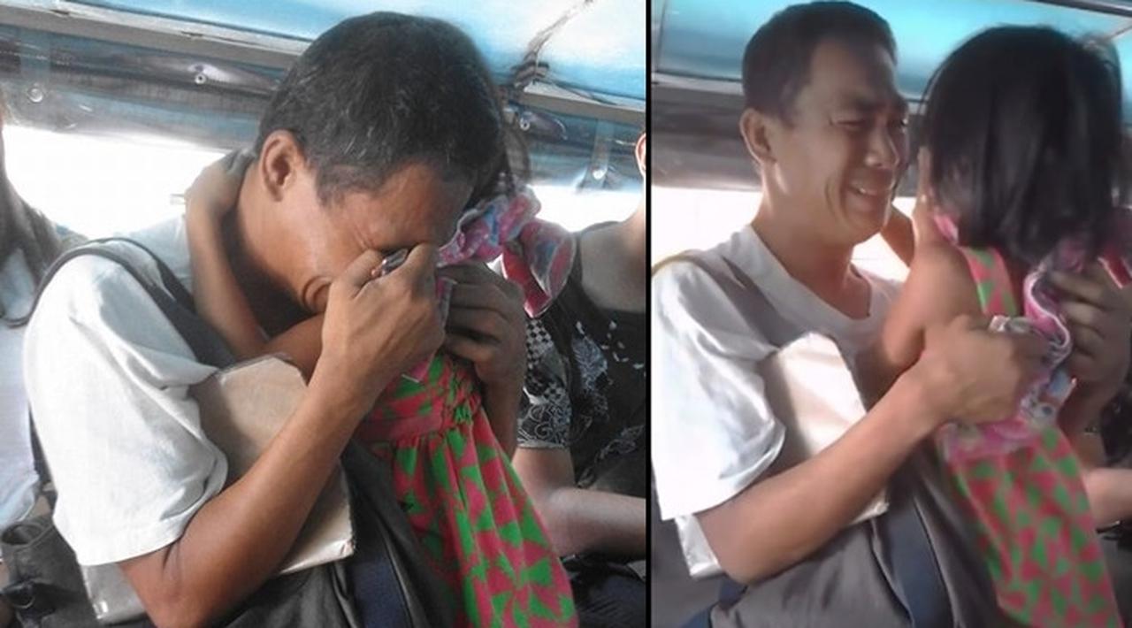 Sambil Gendong Anak, Pria Ini Menangis dalam Angkot, Kenapa?