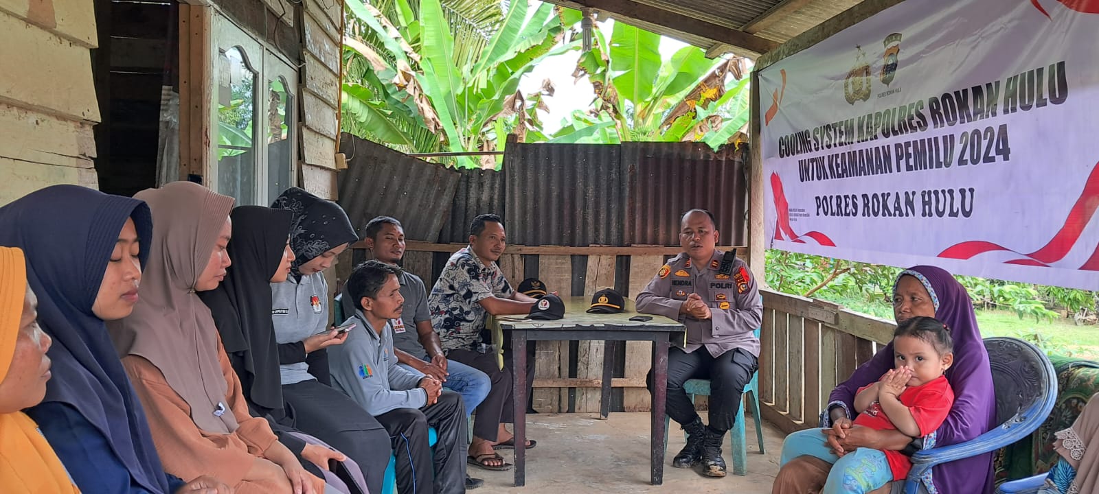 Polsek Rambah Ajak Warga Pasir Maju Wujudkan Pemilu Damai