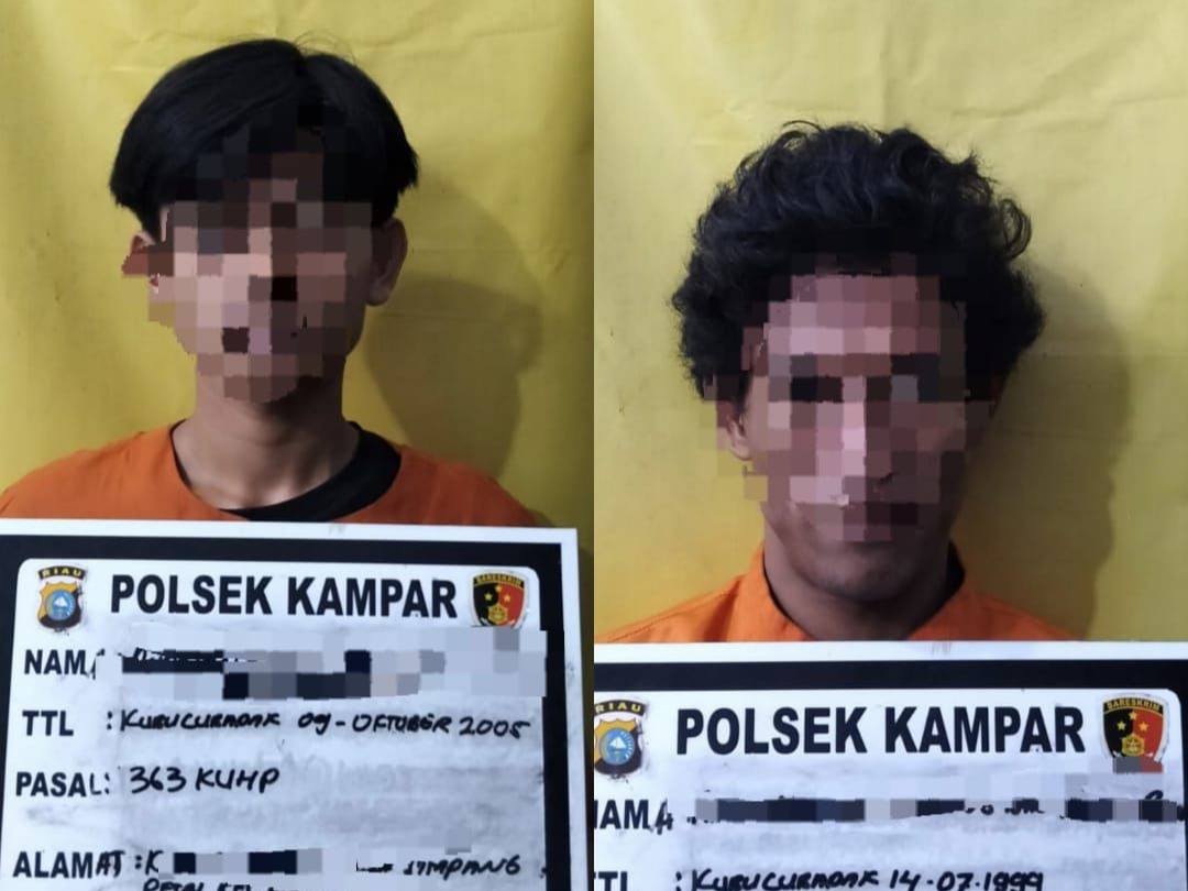 Polsek Kampar Tangkap Dua Pelaku Pencuri Baterai Mobil di Simpang Petai