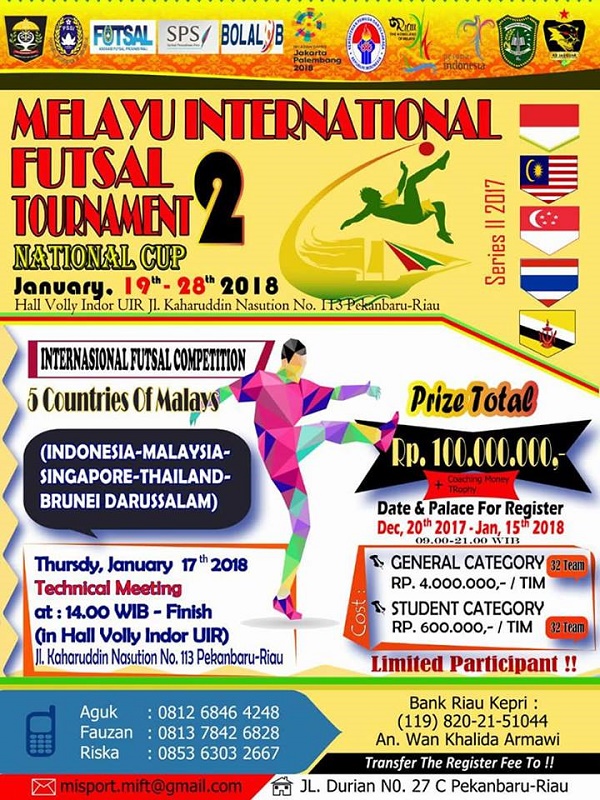 Pendaftaran Melayu International Futsal Tournament 2 Telah di Buka