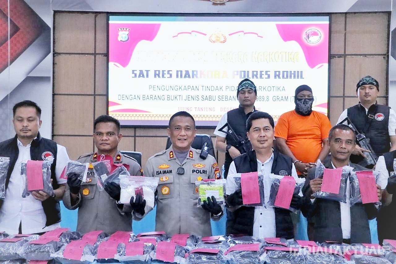 Residivis Berulah, Polres Rohil Amankan Kurir Sabu 79,98 Kg
