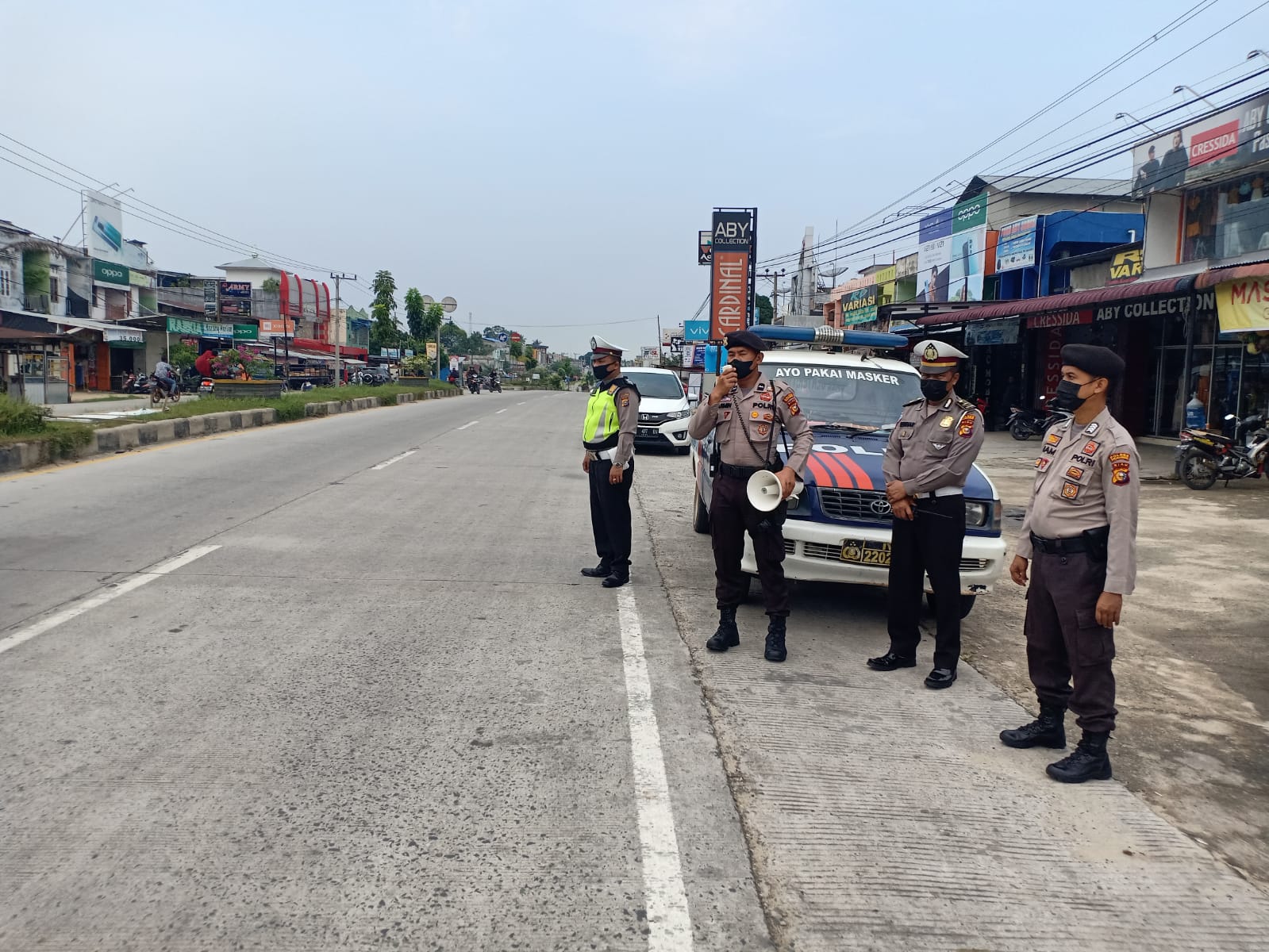 PPKM Level 3, Polsek Pangkalan Kuras Imbau Masyarakat di Wilkum