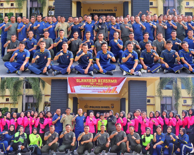 Solidaritas TNI-Polri dalam Rangka Hari Bhayangkara ke-78, Polres Rohil Olahraga Bersama