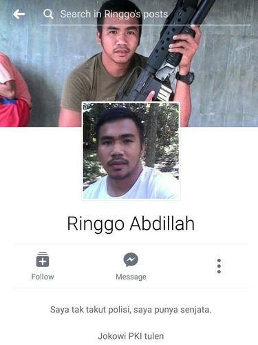 Tak Cuma Hina Jokowi dan Kapolri, Ringgo Juga Tantang Polisi di FB
