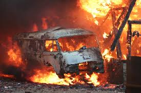 Barang Bukti Laka Lantas dan Mobil Dinas Tak Terpakai di Polres Siak Terbakar