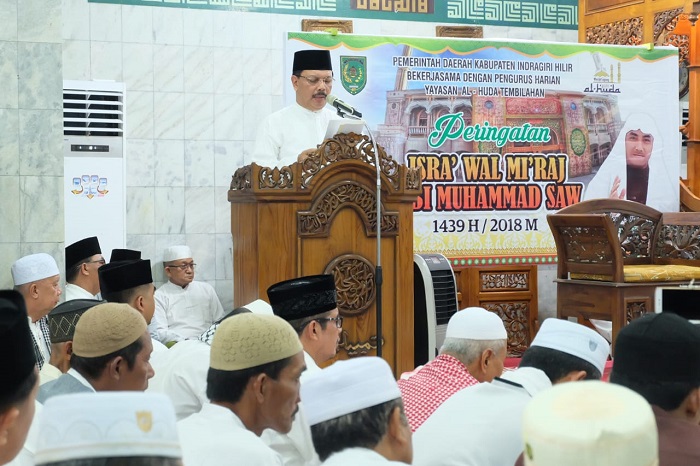 Sekda Inhil Ikuti Isra' Mi'raj Nabi Muhammad SAW Di Masjid Al Huda, Tembilahan