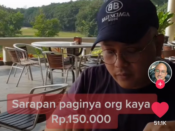 Pria Ini Pamer Sarapan Rp 150 Ribu, Sindir Orang Miskin yang Sarapan Gorengan