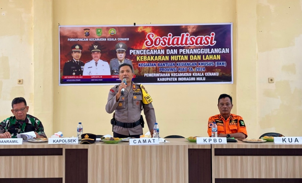 Sosialisasi Larangan Karhutla, Polsek Kuala Cenaku Ingatkan Gunakan Hak Pilih