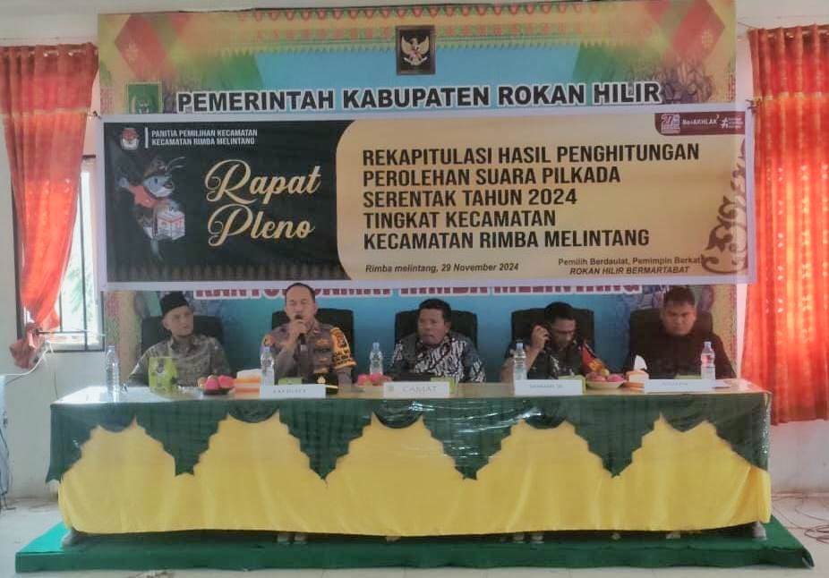 Ipda Andrianto Hadiri Pembukaan Rapat Pleno Rekapitulasi Hasil Penghitungan Suara Pilkada Serentak 2024 dI PPK Rimba Melintang