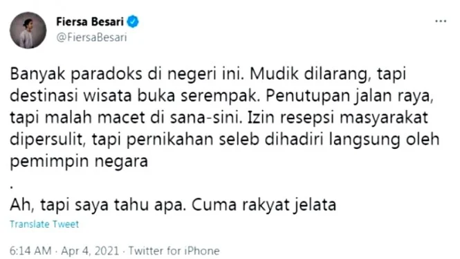 Susi Tanggapi Tweet Fiersa Besari Soal Nikahan Atta-Aurel