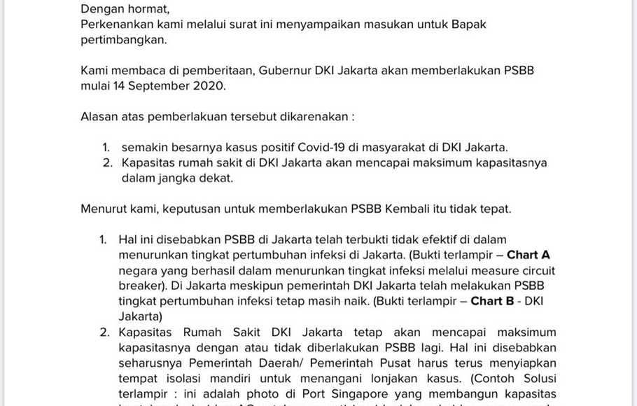 Viral, Orang Terkaya Indonesia Kirimkan Surat ke Jokowi Minta PSBB Jakarta Dibatalkan