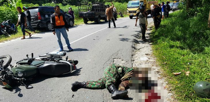 Senggolan dengan Mobil L-300, Peltu M Hutagaol Tewas di Tempat, Jenazah Dibawa ke Medan