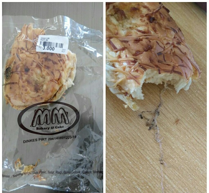 Ada Gulungan Benang Didalam Roti MM yang Dipasarkan di Bengkalis
