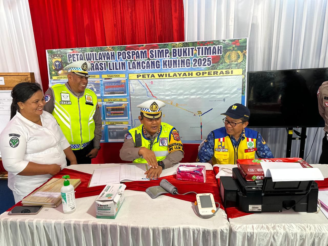 Dirlantas Polda Riau Tinjau Pos PAM Simpang Bangko, Arus Kendaraan Mulai Meningkat