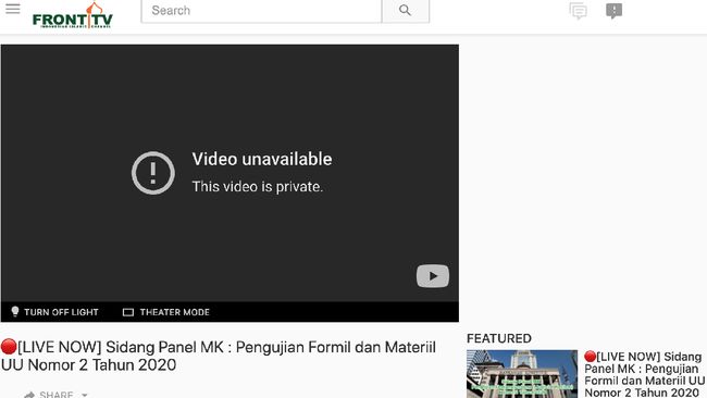 Channel FrontTV Milik FPI Hilang dari YouTube
