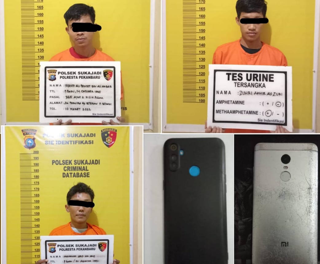 Polisi Ringkus Tiga Pelaku Jambret Yang Beraksi di Dua Lokasi Berbeda di Pekanbaru