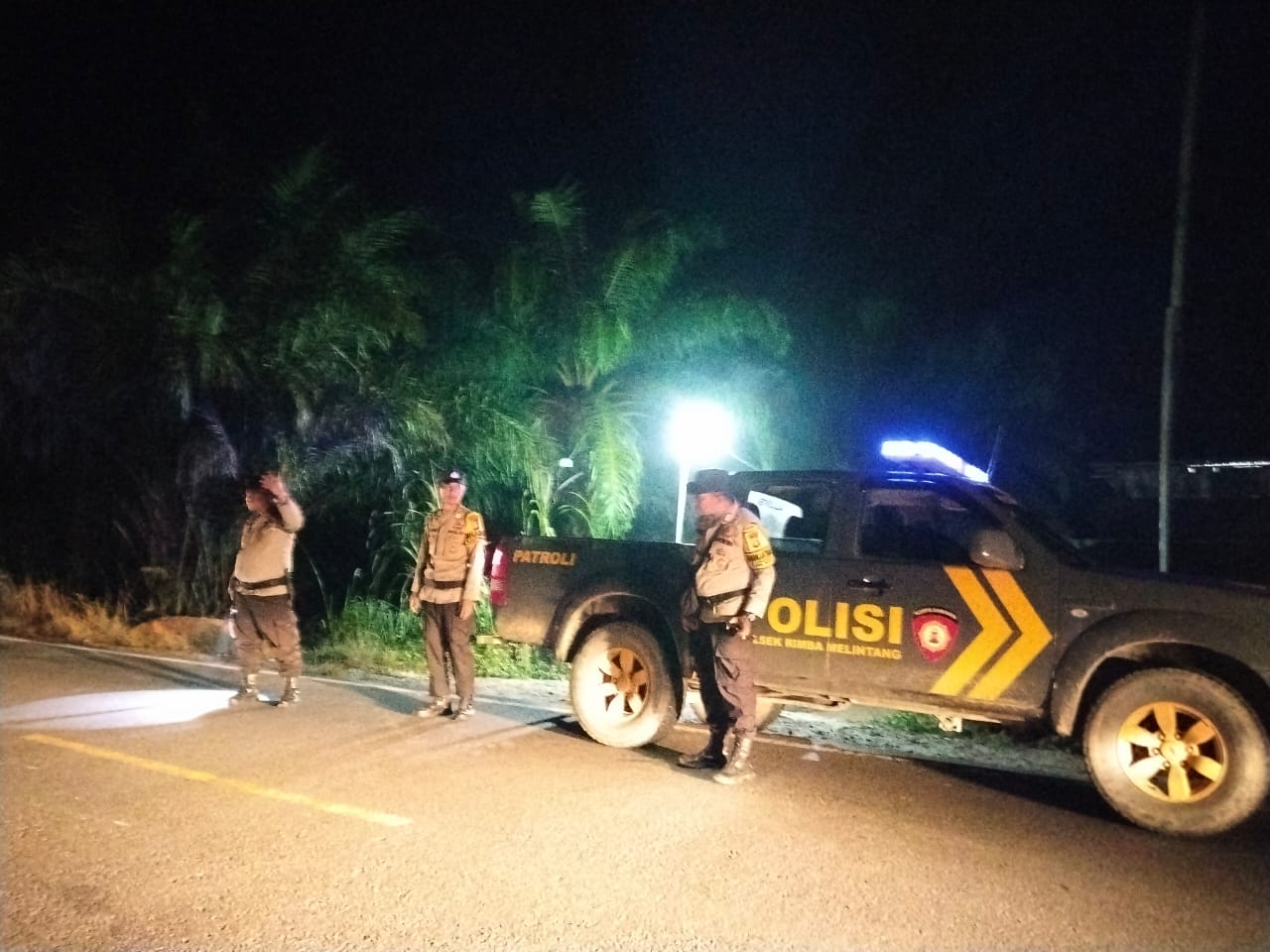 Cegah Kejahatan, Polsek Rimba Melintang Gelar Patroli Blue Light di Malam Hari