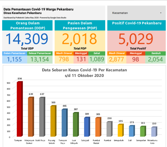 Jumlah Terkonfirmasi Covid-19 di Pekanbaru Tembus 5.029 Kasus
