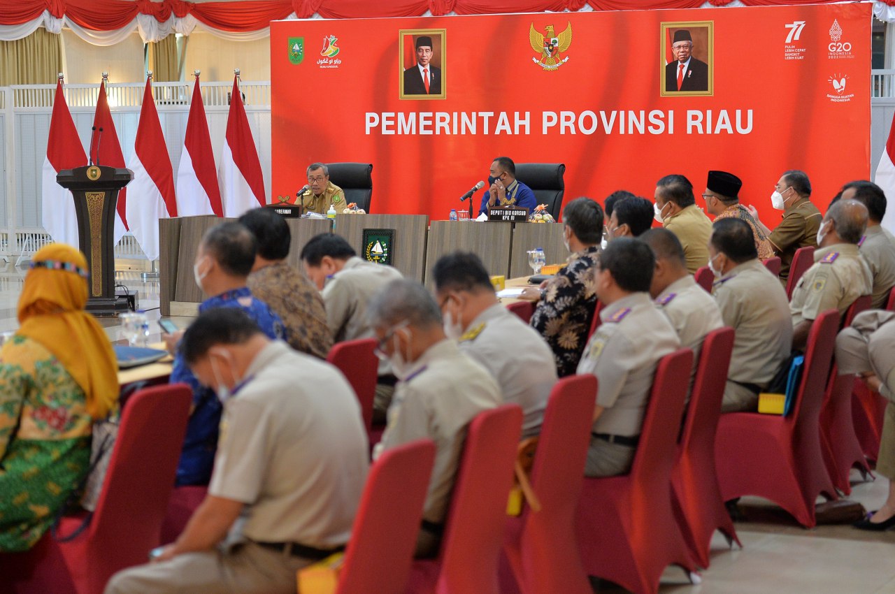Komitmen Pemberantasan Korupsi, Pemprov Riau Rakor Bersama KPK dan Kepala Daerah se Riau